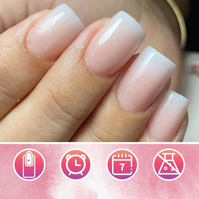 AddFavor 240pc Ombre Press on Nails Short Square Fake Nails - Glue on Nails Square Acrylic Nails Press ons Nail Tips Short Stick on Nails with Nail Glue and Adhesive Tabs for Women