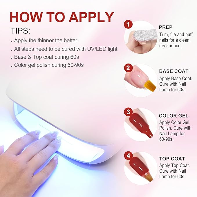 VENALISA 10 ML Gel Nail Polish Set with DIY Nail tips Kit, 5 Pcs White Yellow Pink Light Purple Gel Polish Color High Gloss Soak Off U V Nail Manicure Salon DIY