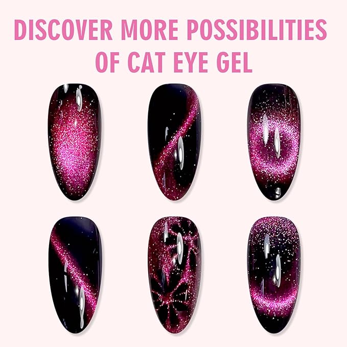VARNAIL Cat Eye Gel Polish Kit 6 Colors, 15ML Glitter 9D Holographic Gel Polish with Magnet, Soak off U V Light Gel Nail Polish Set, Salon Magnetic Gel Nail Polish (Dreamcatcher)