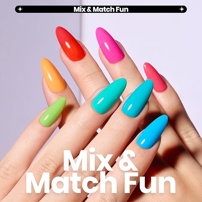 Beetles Neon Nail Polish Set - Quick Dry Nail Polish Kit 12 Colors Hot Pink Green Blue Yellow Red Regular Air Dry Fingernail Polish Pack for Women Valentines Gift Beetles Cocktails 12 Colors