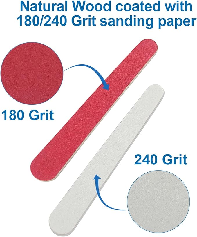 mini Nail Files (100 Pack), 180/240 Grit Wooden Emery Board Nail File Double Sided Small Wood Emory Fingernail Files for Natural Nails Professional Reusable Manicure Pedicure