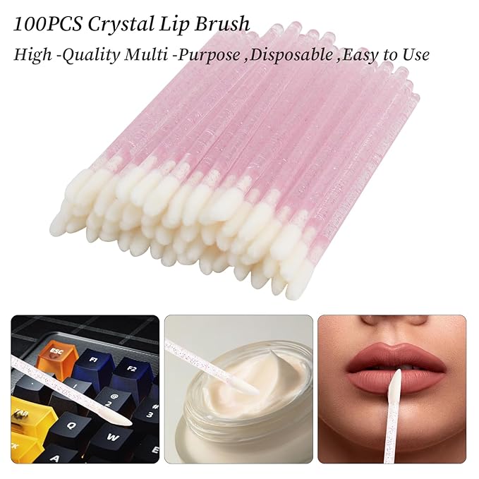 300 PCS Eyelash Extension Supplies Kit,Disposable Lash Spoolies Brushes Micro Swab Brushes Mascara Wand Lip Brushes for Eyelash Extension Tattoo Lipstick Applicator (Pink)