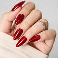 Valentines Red Cat Eye Press On Nails Almond Red Glitter Fake Nails Medium, Holiday Sparkle 15 Sizes Reusable Nail Kit - 30 Pcs with Glue
