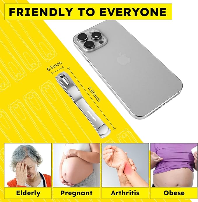 Nail Clippers for Seniors, 360 Degree Rotary Fingernail and Toenail Clippers with Long Handle Ultra Sharp Sturdy Stainless Steel Heavy Duty Large Toe Nail Clippers for Thick Nails