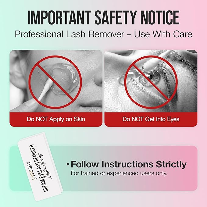 LASHVIEW Eyelash Extension Remover Cream Gentle Aloe Vera Formula, Lash Removal Kit with Eye Patches & Cotton Swabs(10g)
