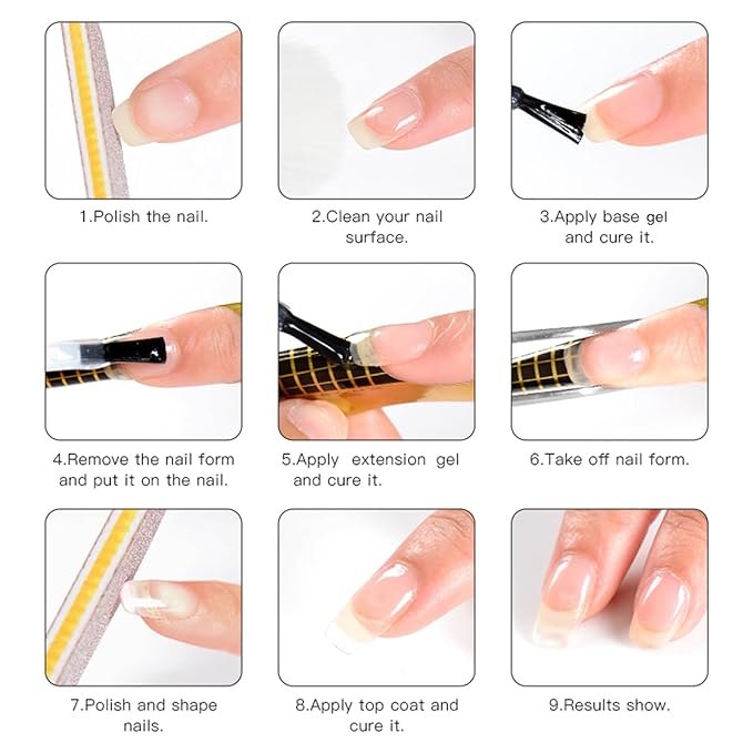 MTSSII Builder Gel for Nails, 6 Colors Clear White Pink Building Strengthener Gel Set for Nail Extension Nail Art Design Beauty Gift for Women