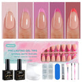 Misssix French Tip Press On Nails, 150Pcs French Gel Nail Tips, Medium Almond Soft Gel Fake Nails, X-BASIC Tips Starter Kit for Nail Art DIY 15 Sizes