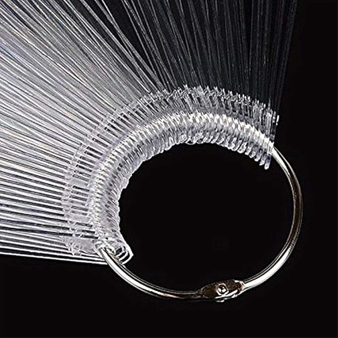 80 Pieces Nail Swatch Sticks Clear Display Sticks Stiletto Practice Tips Nail Color Swatches with Metal Ring