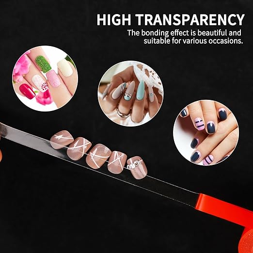 Mozeat Lens 2 Rolls Double Sided Tape for Press on Nails Adhesive Strong Sticky Nail Tapes Waterproof Removable Traceless Clear Mounting Tape for Salon Nail Tips Colors Designs Showcase, 20FT