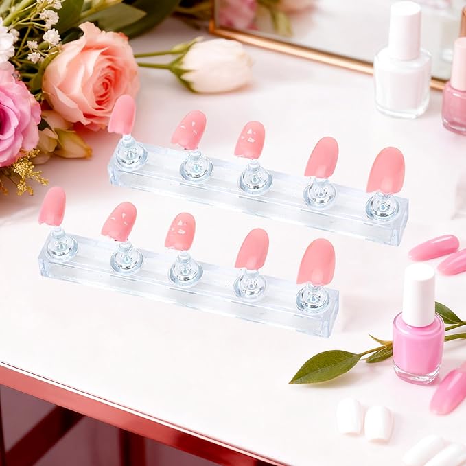 Nail Stand Nail Holder for Painting Nails 2 Sets Press on Nails Stand Display with 96 Pcs Reusable Adhesive Putty Clay Magnetic Acrylic Nailss Art Tools Accessories for DIY Salon Supplies Transparent