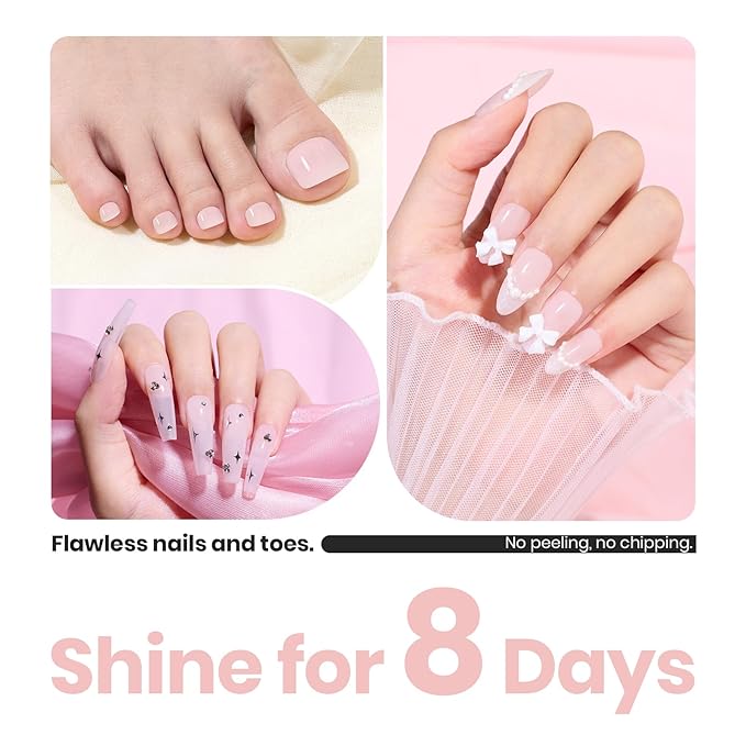 Beetles Nail Concealer - 2 In 1 Light Pink Jelly Nail Polish Nail Strengthener and Growth Fast Dry Quick Jelly Natural Nail Strengthener and Growth Treatment for Thin and Damaged Nails,0.51 FL OZ