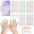 SIUSIO 120Pcs 5 Pack Press on Nails kids Children Acrylic Fake Nails Cute Pre-glue Full Cover Gradient Color Rainbow Short Stick On False Nail Art Kits Set for Kids Little Girls - Gradient Paradise