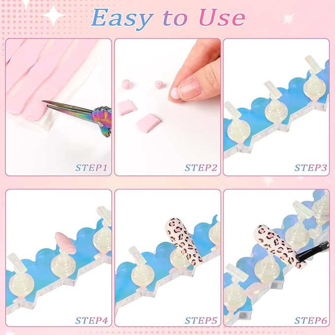 ANGNYA 2 Set Heart-shaped Nail Holder for Press On, Aurora Nail Stand with Reusable Adhesive Putty Clay Strong Magnetic Display Art Stand