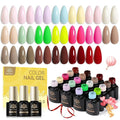 BORN PRETTY Pastel Gel Nail Polish Set 23Pcs -Spring Summer Easter Gift Collection Macaron Candy Sweet Nude Pink Green Yellow Purple Neon Hot Pink Gel Polish Kit with Base & Glossy Matte Top Coat