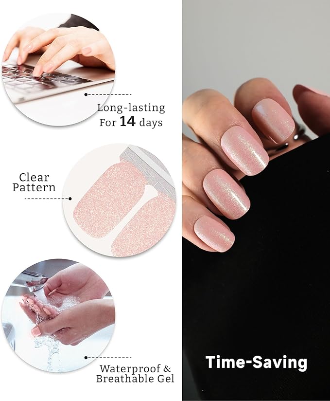 Nail Polish Strips (No UV Lamp Needed) - 22 Pcs Salon Quality Gel Nail Stickers - Long Lasting Wraps (Blue Hour IceBurg)
