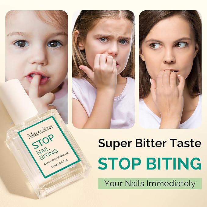 MelodySusie 15ML Nail Biting Treatment - Quick-Dry,Bitter-Tasting Polish to Stop Thumb Sucking & Nail Biting,Helps Repair Damaged Nails for Kids and Adults 0.53 fl oz