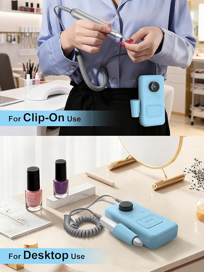 COPPA Portable Nail Drill, NDK106 Electric Nail Drill Professional Kit with 12 Bits 31 Sanding Bands, 45000RPM Rechargeable Nail Drills Machine for Acrylic Nails Gel Polishing Removing, Home & Salon