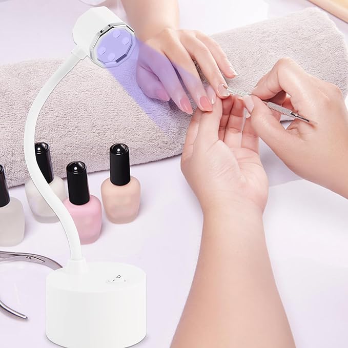 Touch Switch Gel X Lamp, Flash Cure Mini Nail Lamp, Rechargeable Cordless UV LED Light, Gooseneck Nail Gel Dryer for Home Manicure, White, ASN-A28