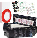 74PCS Press on Nails Packaging Box Set Includes 35PCS Empty Nail Package Box 35PCS White Background Paper 1 Double Sided Tape and 3 Thank You Stickers for Press on Nail Business