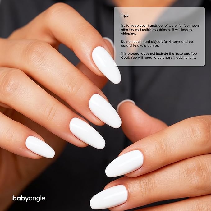 White Nail Polish, 14 ML Quick Dry Nail Polish for Nail Art DIY Manicure at Home, Chip Resistant Nail Lacquer for Nail Art Varnish, Long Lasting, BOG135