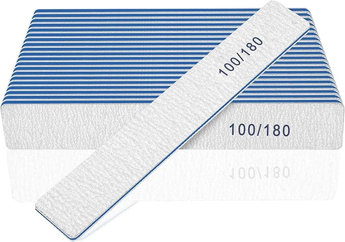 Nail File-Nail Files for Acrylic Nails 100/180 Grits, 12 PCS Double Sided Emery Boards for Acrylic and Natural Nails, Professional Manicure Tools for Nail Tech