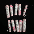 Handmade False Nails Short Press on Nails with Gothic 3D Design Unique Easy Apply Size L