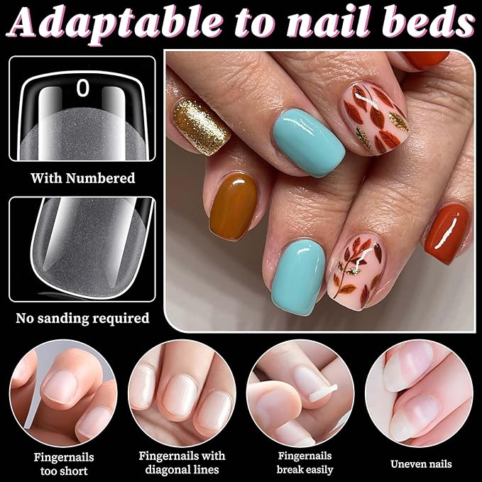 300pc Extra Short Square Gel Nail Tips Clear Fake Nail, XS Clear Press on Nails Short Square Soft Gel Nail Tips Acrylic Nails Full Cover False Nail Artificial Fingernail for Acrylic Nail Extension