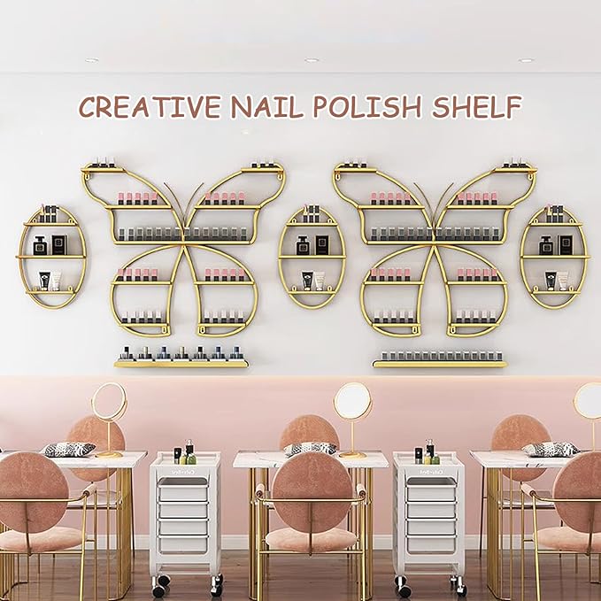5 Tiers Nail Polish Wall Storage Rack, Nail Polish Essential Oil Display Shelf in Nail Salon, Wall Mounted Display Cabinet, Hanging Wall Nail Polish Makeup Cosmetics Perfume Rack, Black