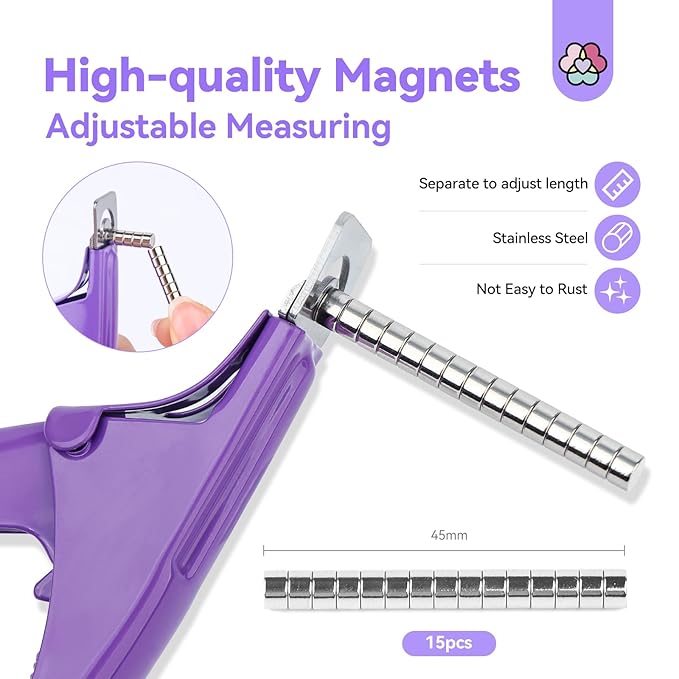 Saviland Acrylic Nail Clippers with Magnets: Purple Nail Clipper for Acrylic Nails Cutter with Sizer Magnets 15PCS Sharp Professional Fake Nails Stainless Nail Trimmer Manicure Tool Women Salon Home