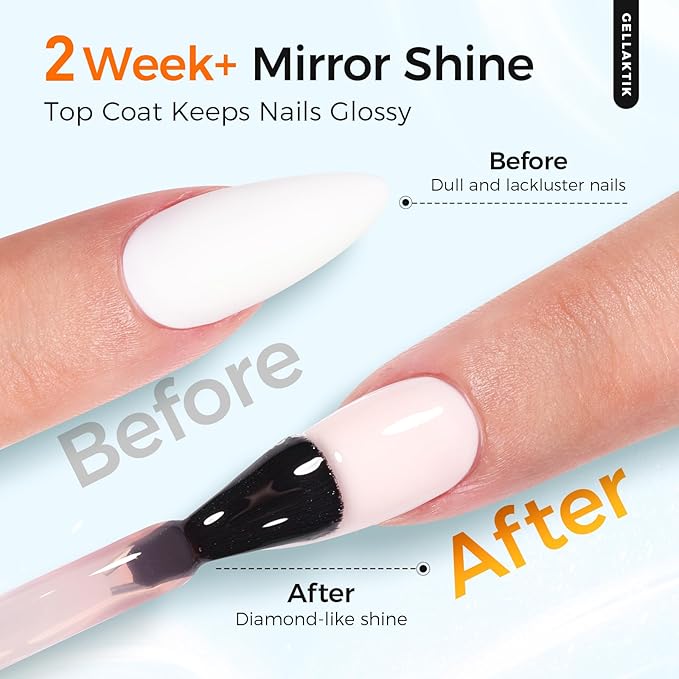 2 Pcs 18ml Gel Base Coat and Pink Glossy Top Coat Set No Wipe Foundation Combination for Long Lasting Shine, Perfect Manicure Gift Set for Women, DIY Nail Art, UV Light Cure