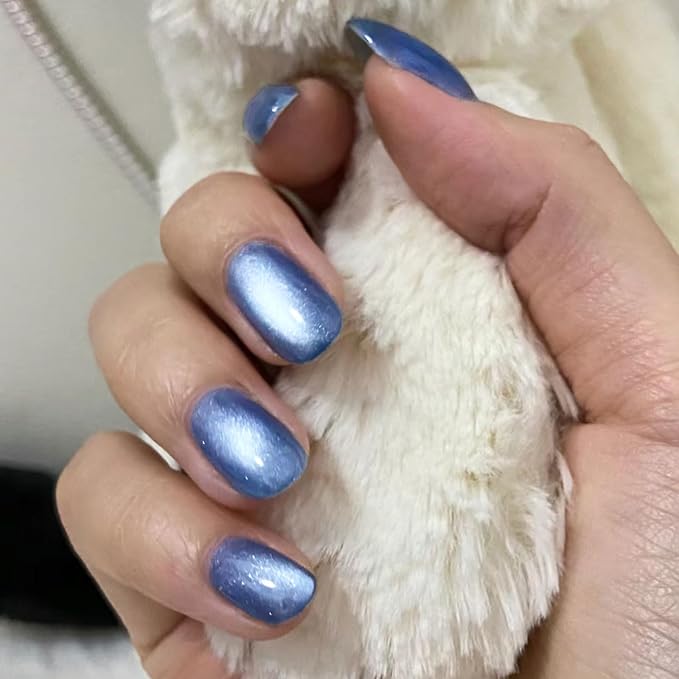 Planet Cat Eye Gel Nail Polish, Jelly Glass Cats Gel Polish with Magnet Stick, Ceramic Magnetic Cat Eyes Gel Crystal Sock Off Nail Art DIY at Home- Neptune Blue