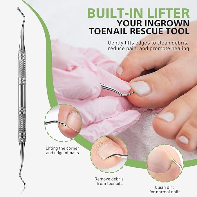 BALUCA Heavy Duty Toenail Clippers for Thick Nails & Seniors – Straight & Curved Blade Professional Nail Clipper Set with 360° Rotating Head, Nail Lifter – Ingrown Toenail Tool Solution