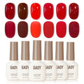 GAOY Red Gel Nail Polish Set, 6 Colors Burgundy Cherry Jelly Glitter, UV Light Cure Gel Polish for Nail Art DIY at Home