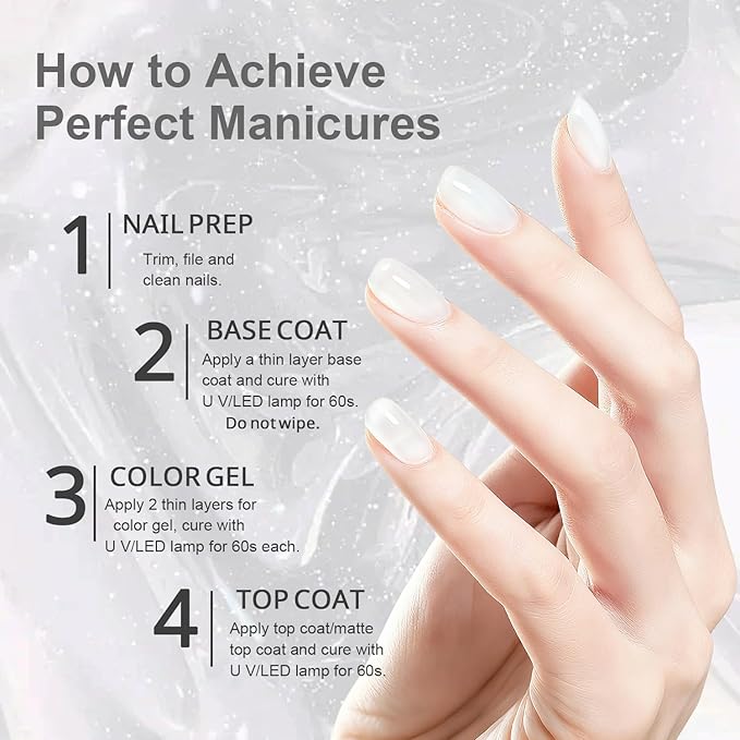 JODSONE 16.5ml Jelly White Gel Nail Polish Crystal Gloss and Long-lasting Makeup Nail Art Design Female DIY Household