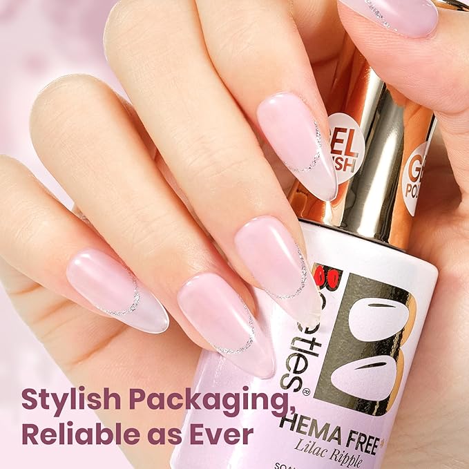Beetles Lilac Ripple Nude Pink Gel Nail Polish - 15ML Neutral Jelly Nude Pink Nail Polish Base Color Nail Concealer Sheer Translucent Effect Soak Off UV LED French Nail Art DIY Manicure Gift for Women
