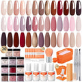 Modelones Dip Powder Nail Kit Starter, 20 Colors Pink Red Brown Spring Summer Dipping Powder Liquid Set Base&Top Activator for French Nail Art Salon DIY Kit
