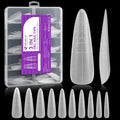 XXL Almond Gel Nail tips: 3 in 1 Gelike ec French Full Matte Guiding Line Nail Tips, Extra Long Gel Nails with Auxiliary Positioning Line, Nail Extension Tips for Beginners 84 Pcs 10 Sizes