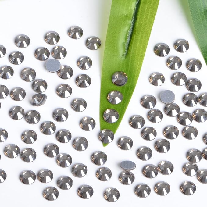 Bymitel Hotfix Crystal Rhinestones Round Gems, Iron on DIY Jewelry Making Flat Back for CraftsBlack Diamond, 3mm(SS12/2880pcs)