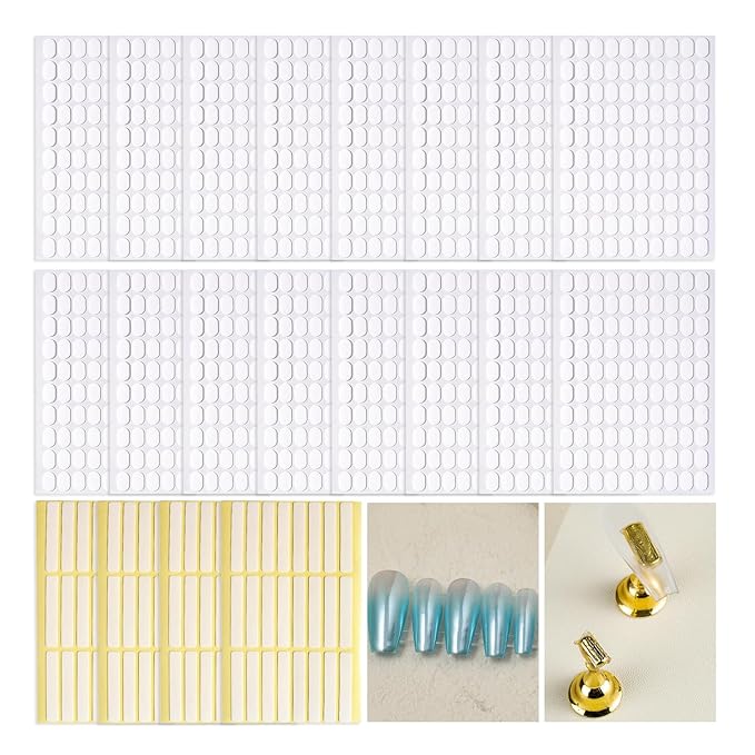 1696 Double Sided Tape for Press On Nails Stand holder Sticky Tabs Nail Art Accessories Nail Display Tape Clear False Tip Adhesive Tape for Practice Design DIY Home Salon