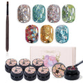 ADHERE Glitter Sequins Gel Nail Polish Set, 7 Colors Holographic Sparkle Sequins Gel Polish with Brush,Silver Champagne Gold Manicure Diy Nail Art Soak Off UV LED for Home Salon