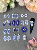 3D Acrylic Flower Nail Art Charms Handmade by Acrylic Powder - 15 colors, 24pcs Flowers Nail Rhinestones Kit 3D Crystal Nail Pearls Flat Design Acrylic Nail Art for Women Girls (Cobalt), 24.0 Count