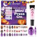 EBANKU Halloween Kid Press on Nails, 72Pcs Almond Fake Nails Kit Full Cover Bat Pumpkin Wed Design Stick on Nail with Nail Glue for Girl