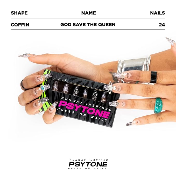 PSYTONE Rhinestones Press on Nails French Coffin Long Bling Fake Nails Nude Acrylic False Nails Full Cover Nails Square Nude Fake Nails Gradient Acrylic Full Cover False Nails for Girls
