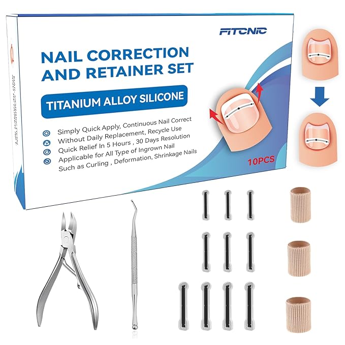 Titanium Ingrown Toenail Treatment,Ingrown Toenail Corrector for All Size Curve Correct, Nail Wraps & Nail Repair Products