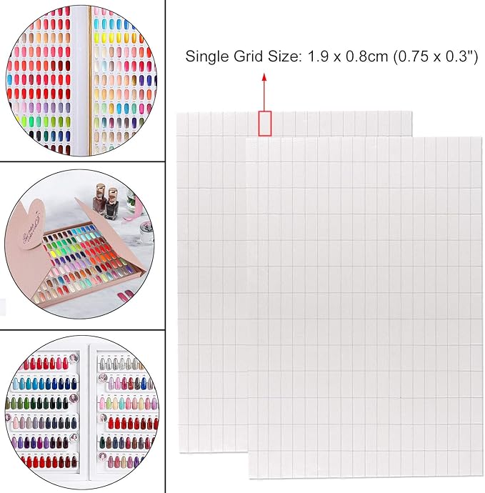 Noverlife 780PCS Nail Art False Tips Double-Sided Sponge Glue Adhesive Tape, Pre-Cut Self-Adhesive Foam Strips Fixing Sticker for Nail Design Gel Polish Color Display Card Book