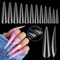 504PCS 3XL Stiletto Nail Tips, Full Cover Clear Nail Tips for Acrylic Nails Professional, 12 Sizes Tapered Square Acrylic Press On Nail Tips for Nail Salons Home DIY