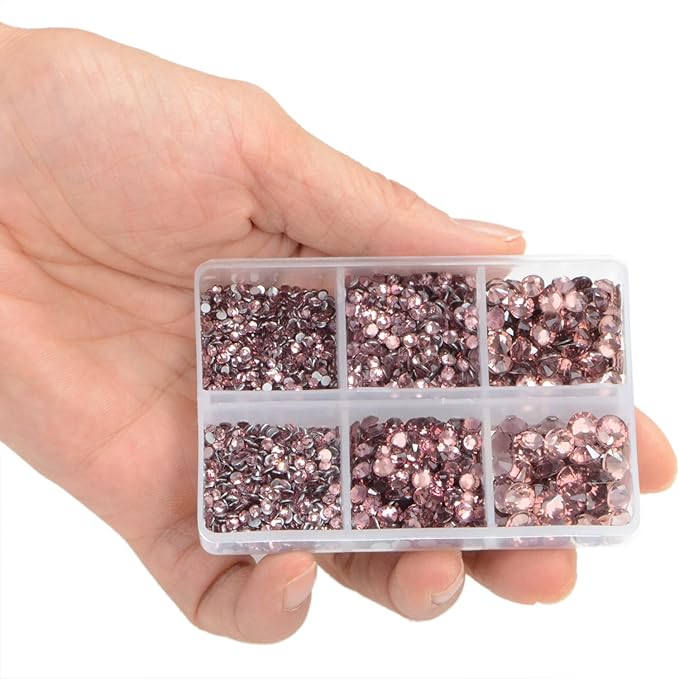 LPBeads 6000 Pieces Topaz and Lt Amethyst Non Hotfix Rhinestones 6 Sizes Round Crystal Glass Flat Back Rhinestones with Tweezers and Picking Pen for Nail Art Crafts Clothes Bags DIY