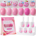 Double Rhythm 6 Pcs Hema Free Gel Polish Set 0.50 OZ Same Color Same Bottle Soak Off Neutral Natural Milky Gel Polish Kit Nail Art Manicure Salon DIY at Home (Peach Pink Rose-H6-2)