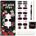 Nail Polish Strips (No UV Lamp Needed) - 22 Pcs Salon Quality Gel Nail Stickers - Long Lasting Wraps (Heartbeat on Black)