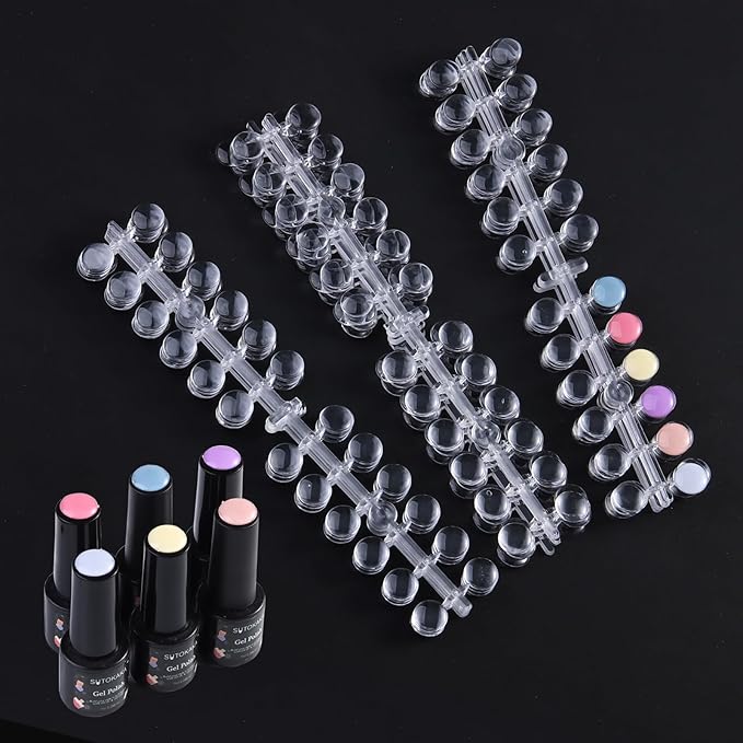 720 Pcs Nail Polish Swatch Dots Round Acrylic False Nail Display Tips Transparent Nail Art Polish Color Display Chart with Adhesive Sticker Nail tech Supplies for Home or Salon Use